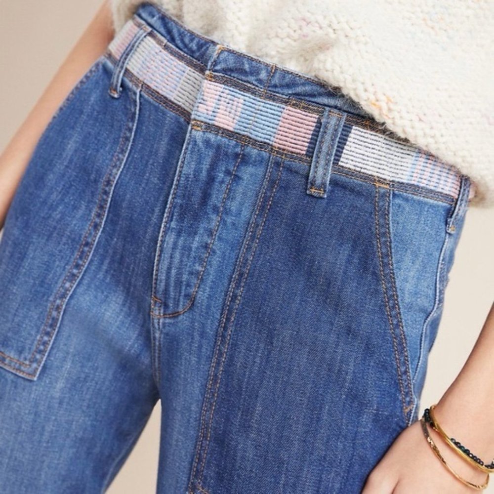 Anthropologie Patchwork Boyfriend Jeans in Medium Blue - Picture 14 of 15